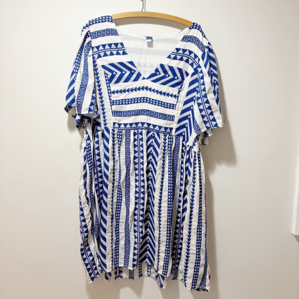 Old Navy Viral V-Neck Mini Swing Dress Blue Embroidered Tanzanite Size XL - Picture 16 of 16